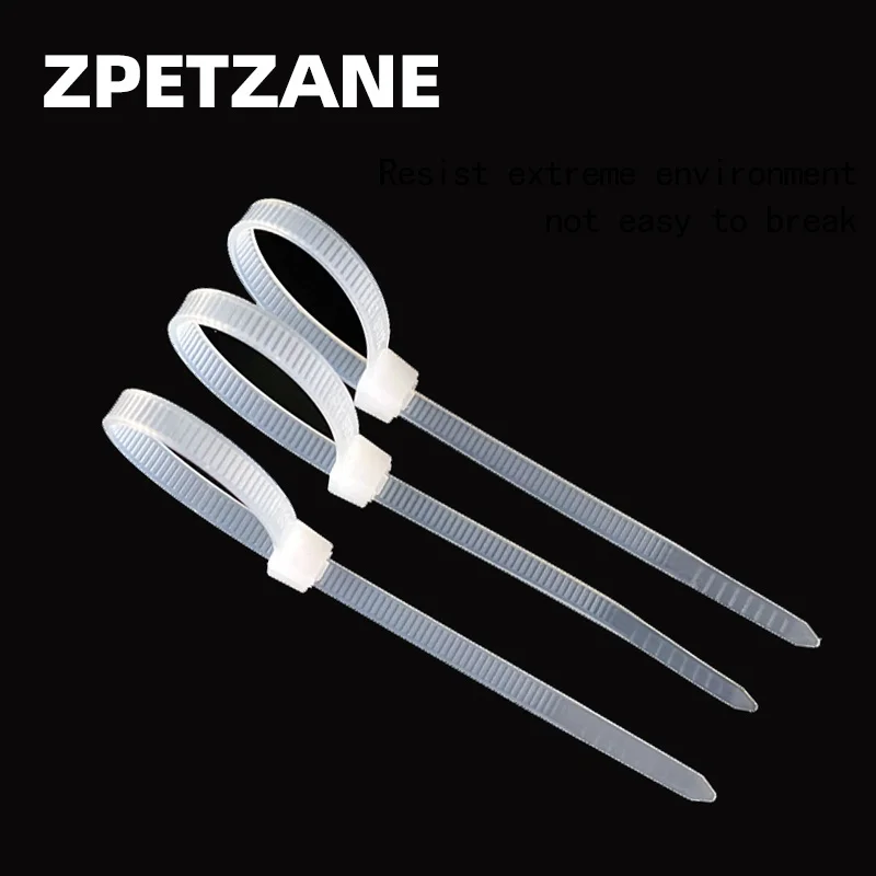 Imagem -02 - Laço de Cabo de Travamento Automático Fio de Nylon Plástico Preto e Branco Zip Fasten Ring Wraps Strap 10x800 mm 10x650 100 Pcs