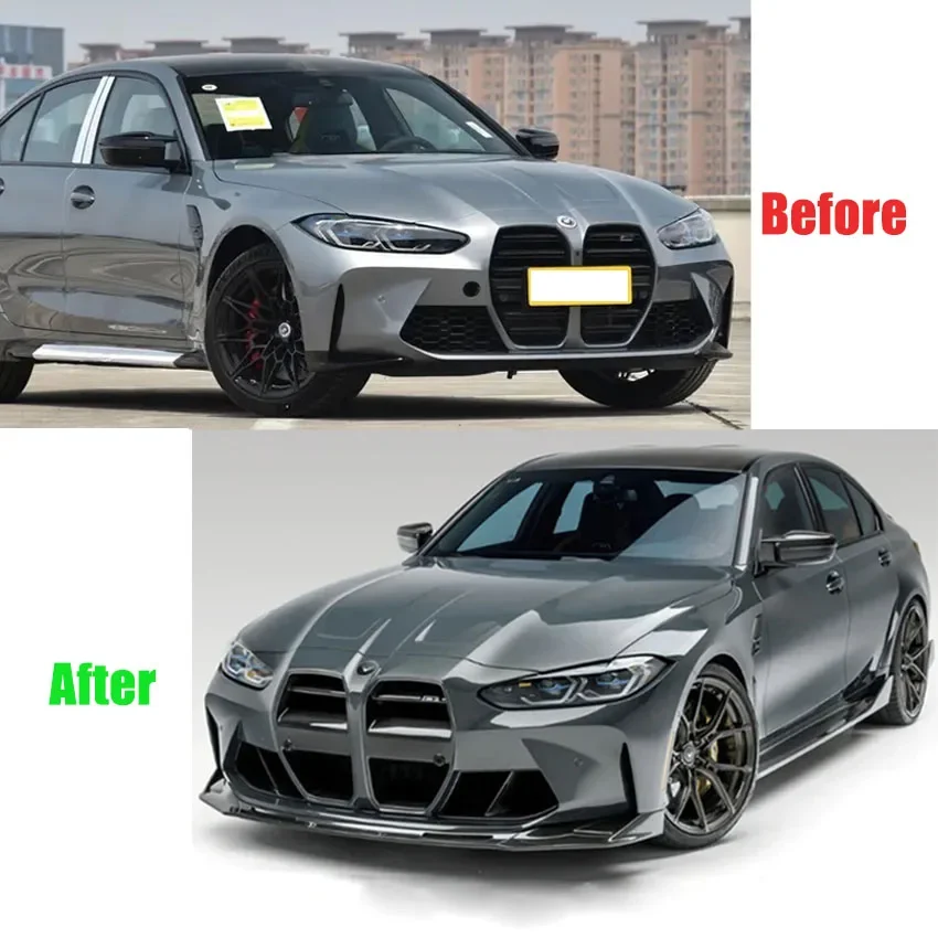 Per BMW G80 M3 G82 M4 2021-2024 Carbon Look Paraurti Anteriore Lip Splitter Diffusore Body Kits Spoiler Guard Protector Accessori