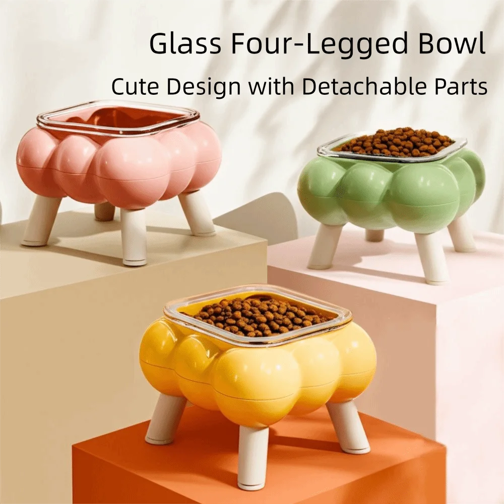 

Anti Slip Cat Food Water Bowl Detachable Anti Vomiting Pet High Footed Bowl Stable Protect Cervical Vertebra
