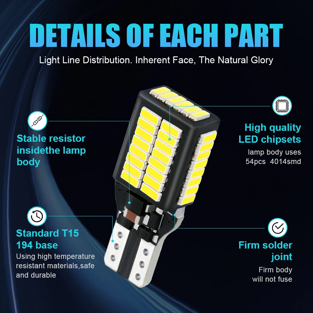 Nlpearl 2x t15 w16w led canbus 1800lm super brilhante 921 912 lâmpadas led 54smd 4014 luz reversa de backup do carro lâmpada de sinal traseira automática