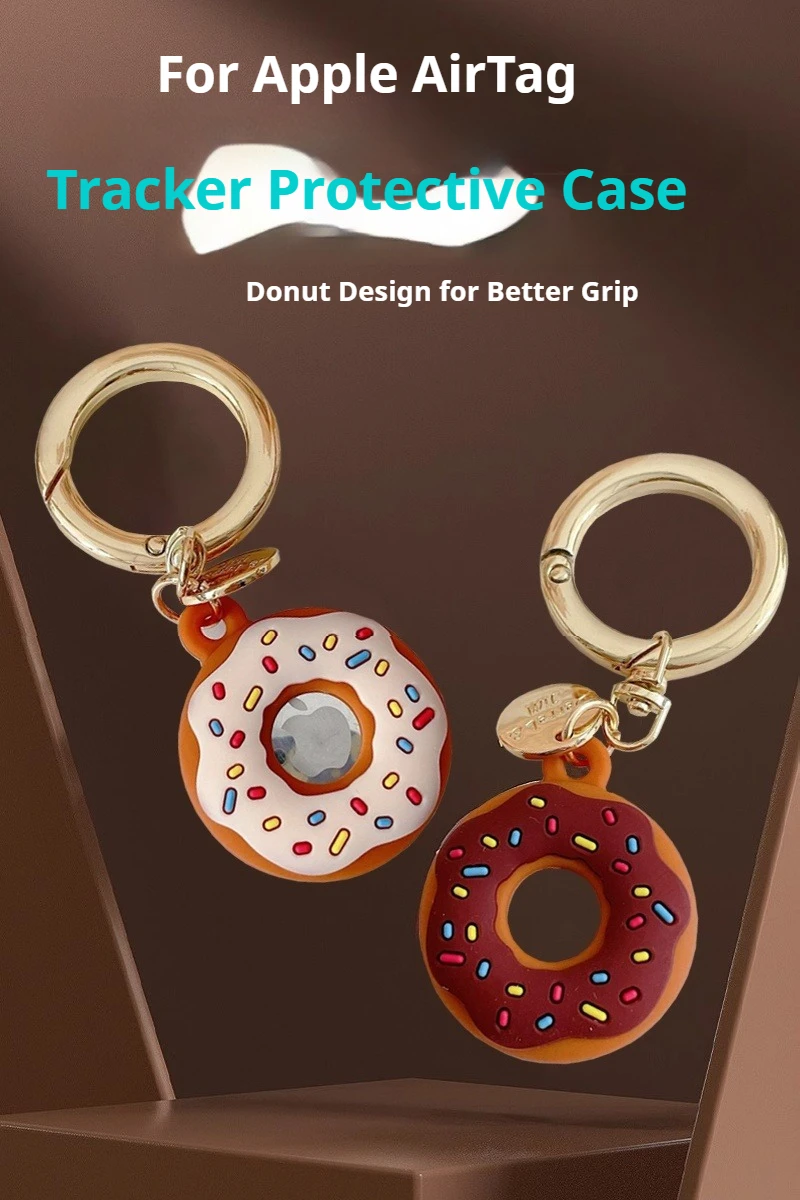 

Donut Silicone Case for Apple Airtag Cover Anti-drop Dog Collar GPS Tracker Protective Case Dirt-resistant AirTag Keychain Cover