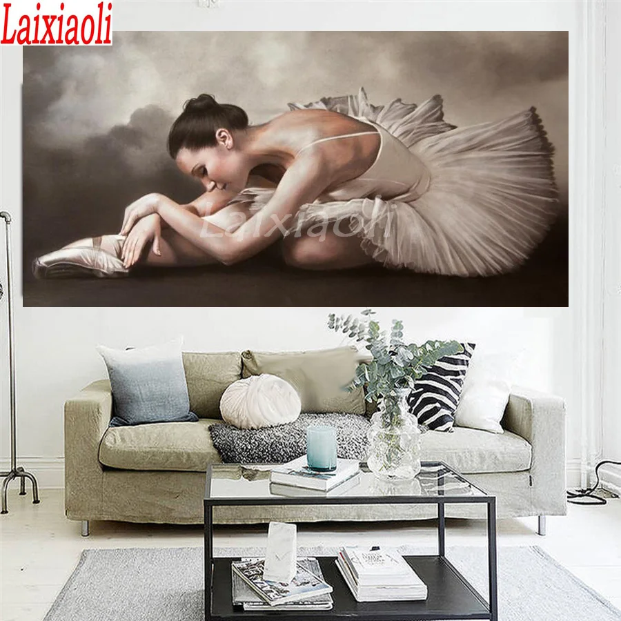 Full Round Diamond Embroidery Ballerina Girl Pattern Diamond Painting 5D Square by Hand 3D Gift Picture Rhinestones Large Decor