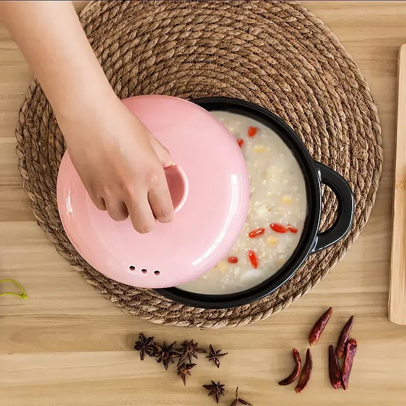 Stewpan with Lid Ceramic Soup Pots Stewpot Stewing Saucepan Casserole Ramen Bowl Enameled Cooking Pot for Kitchen Cookware