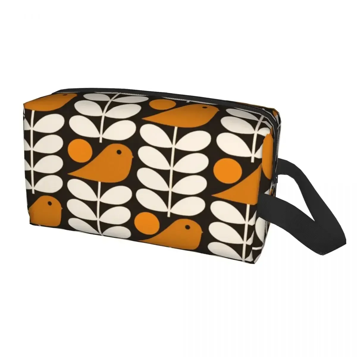 Multistem Birds Black White Orange Toiletry Bag Orla Kiely Scandi Cosmetic Makeup Organizer Ladies Beauty Storage Dopp Kit Box