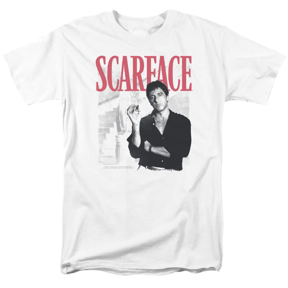 Scarface Stairway T Shirt Licensed Gangster Movie Tony Montana Retro White