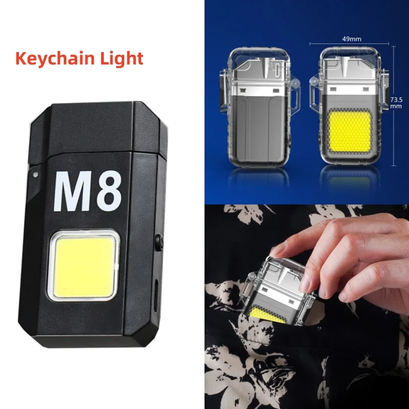 Powerful Flashlight Outdoor Waterproof Arc With Lighting Multifunctional Portable Keychain Light Type-C Rechargeable