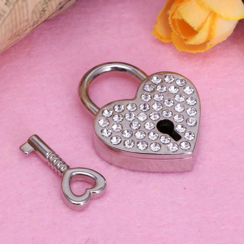 LXAF Mini Love Padlock Vintage Heart Lock With for Key Drawer Suitcase Security Lock for Suitcase Luggage Book