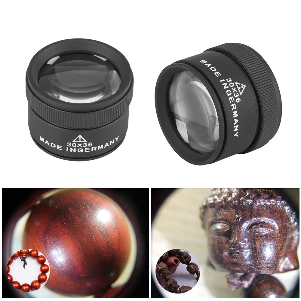 30X 36mm Magnifying Glass K9 Optical Lens for Precision Work Coin Stamps Watch Repair Portable Handheld Magnifier 30X 40mm