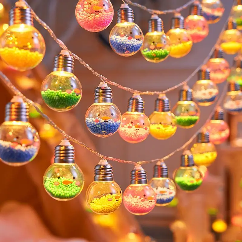 Christmas Decorative Battery-Operated Snowman Cartoon Globe String Lights Bedroom Decor Festive Atmosphere Creation