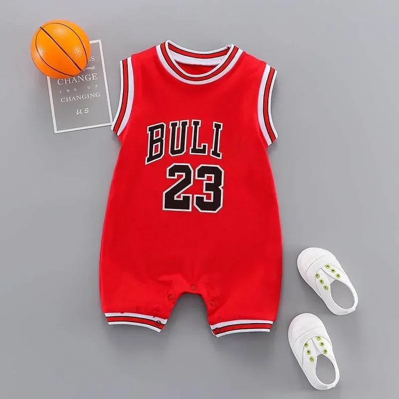 Baby Romper Summer Basketball Sport Uniform Infant Kids Boys Girls Cotton Jumpsuit Sleeveless Outift Clothes 6 12 18 24 Months