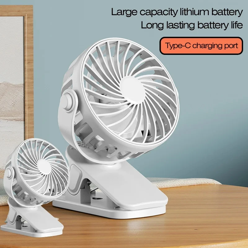 720 ° Drehbarer Clip-Ventilator, Mini-Kühler, tragbarer Ventilator, integrierte Nachtlampe, wiederaufladbarer USB-Ventilator für den persönlichen Gebrauch, für Outdoor-Camping, Ventilador