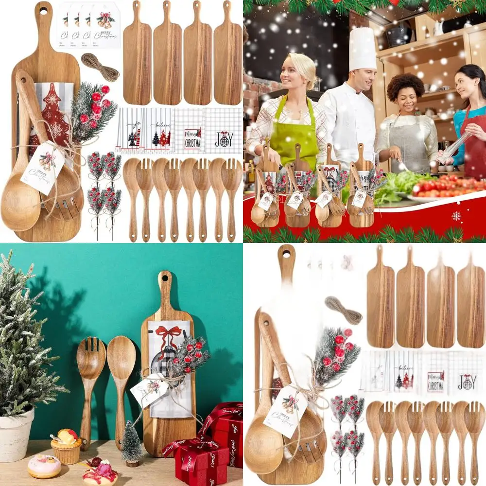 

Набор из 25 рождественских кухонных принадлежностей: разделочная доска, полотенца, инструменты для салата, поздравительная открытка и декор для праздничного согрева дома