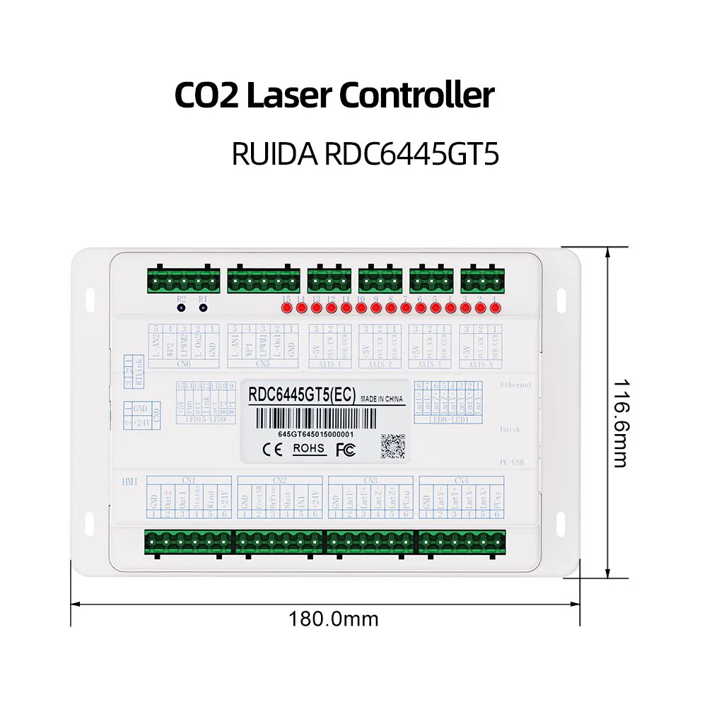 New Arrival Ruida Controller 6445GT Touch Screen Color for Co2 Laser Engraving Cutting Machine touch screen, 5-7-inch optional