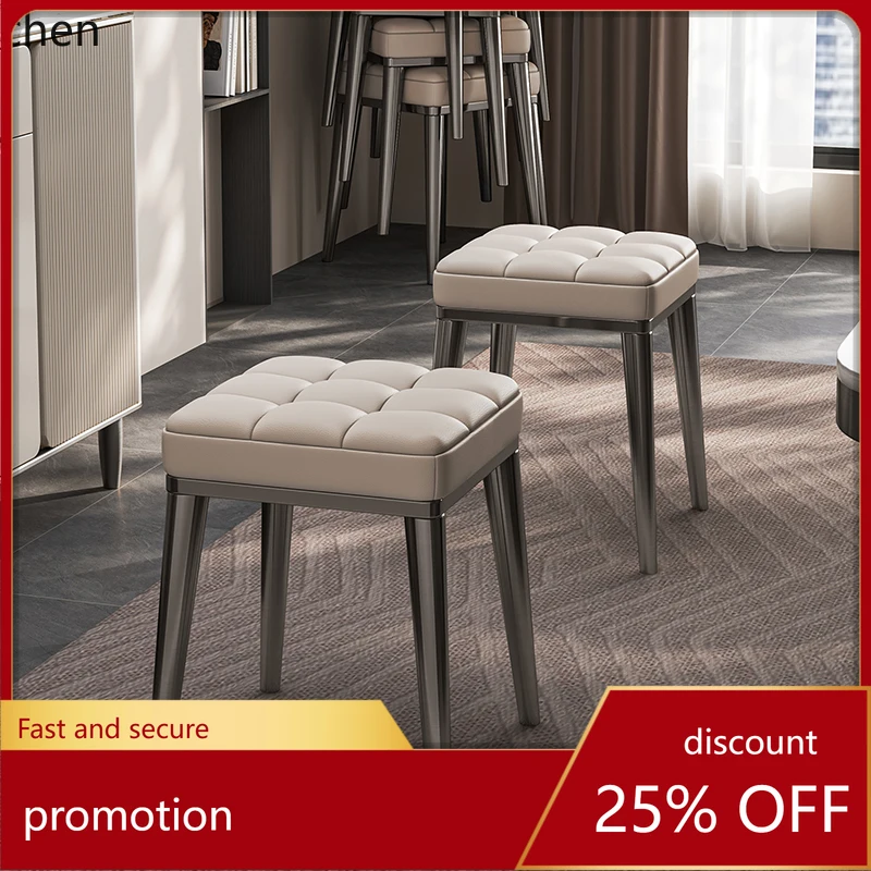 ZML Dining Chair Stainless Steel Household Stackable Square Stool Dining Table Spare Stool Modern Minimalist