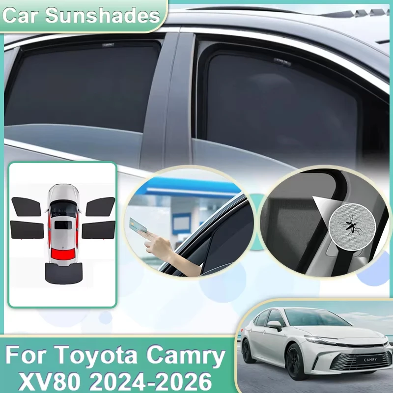 

Автомобильный сетчатый солнцезащитный козырек для Toyota Camry XV80 Hybrid 2024 2025 2026 Магнитный солнцезащитный козырек для лобового стекла, боковые окна, инструменты, аксессуары