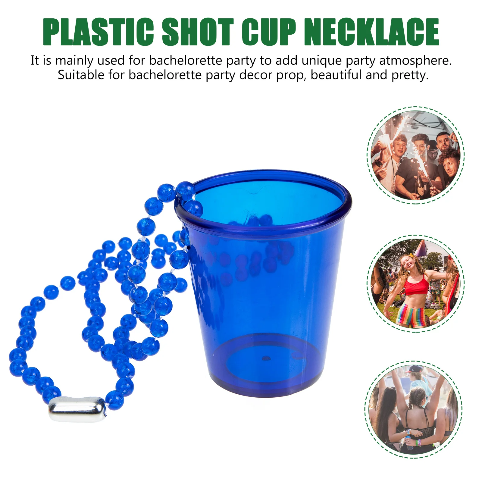 

12pcs Gold Cups Necklace Glass Beaded Shot Pendants for Party Bright Color Plastic Creative Practical Gift