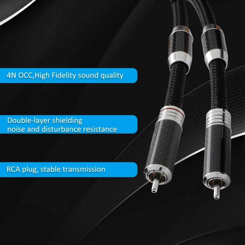 Preffair OCC Koperen RCA Kabel Audio Verlengkabel Hifi Signaalkabel met Rhodium Plated RCA Stekkers Koolstofvezel Shell