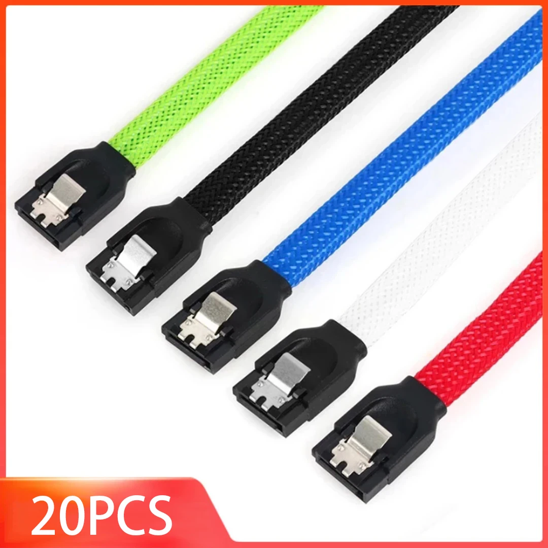 

Lecolli 20PCS SATA 3.0 III SATA3 7pin Data Cable 6Gb/S SSD Cables HDD Hard Disk Drive Cord Line With Nylon Premium Sleeved