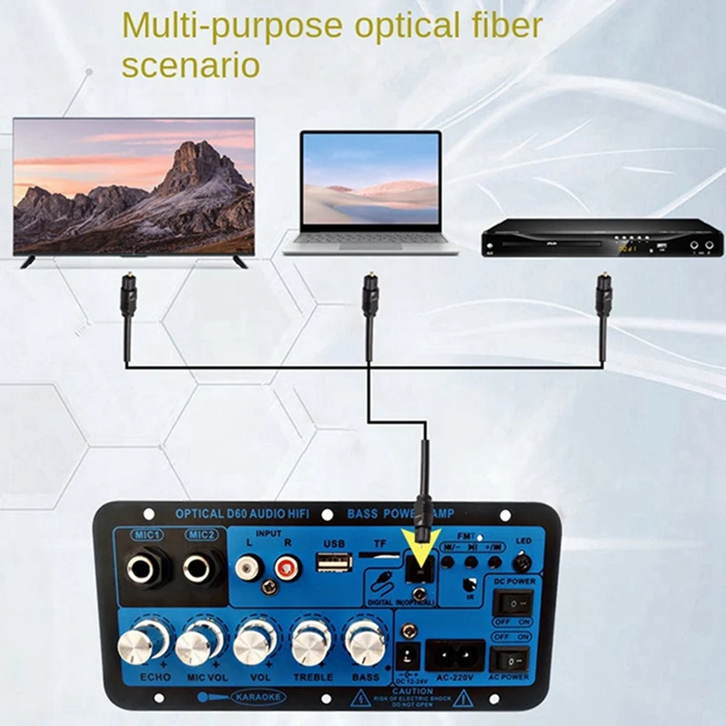 ใหม่ D60 50W ซับวูฟเฟอร์เครื่องขยายเสียงพร้อม Optical Audio 12V24V220V บลูทูธเครื่องขยายเสียงสําหรับเสียง