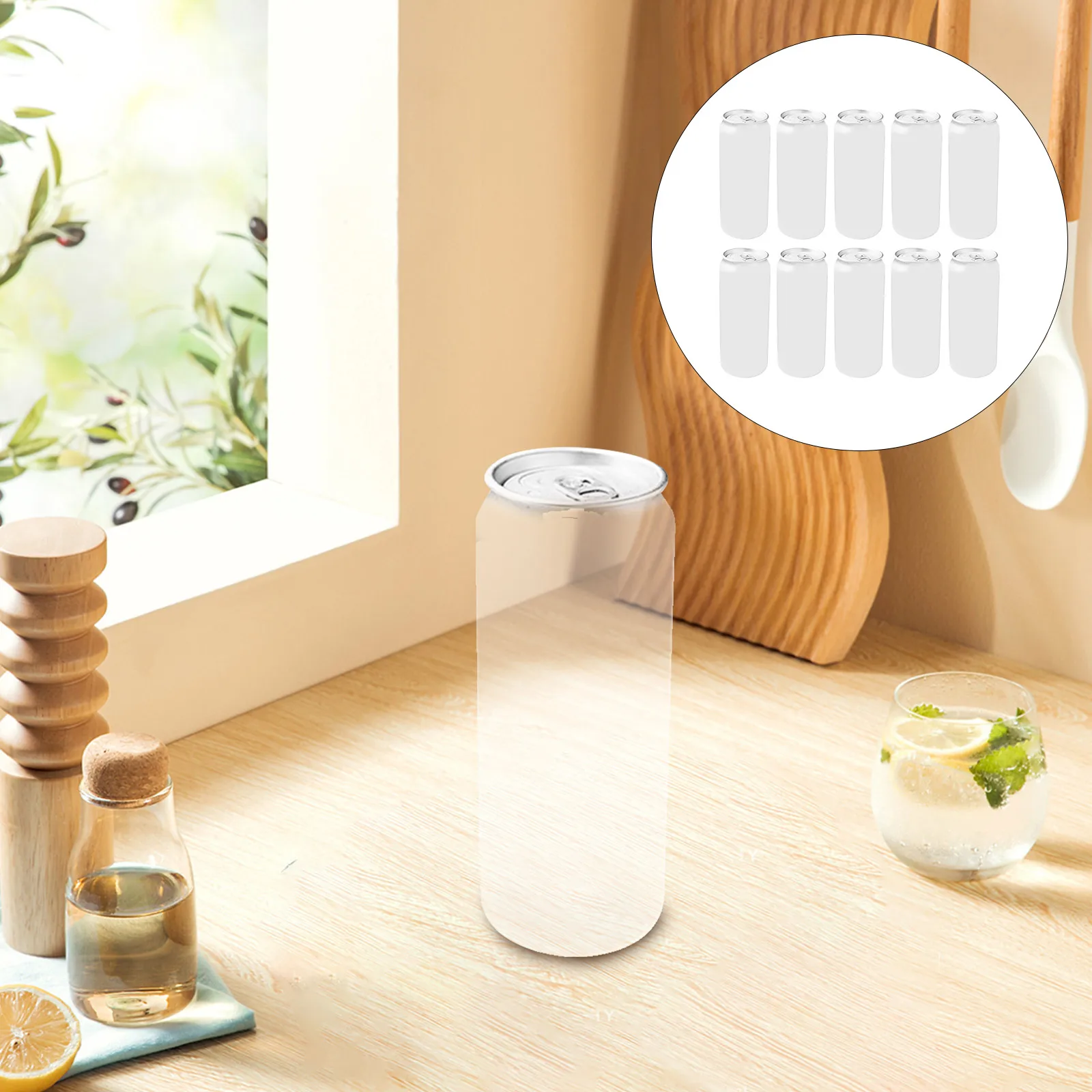 

10PCS PET Bottles Crystal Clear Food Grade Plastic Containers for Water Juice Beverage Storage Yellow Coffee Kitchen Bar