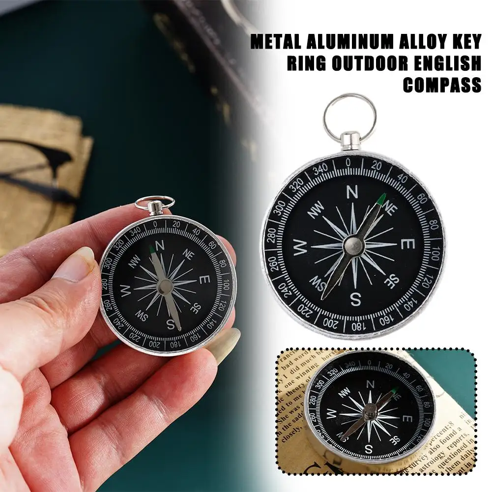 1 Pc Metal Aluminum Alloy Outdoor English Compass Camping Survival Compass For Hiking Backpacking Travel Outdoor Life Y7m2