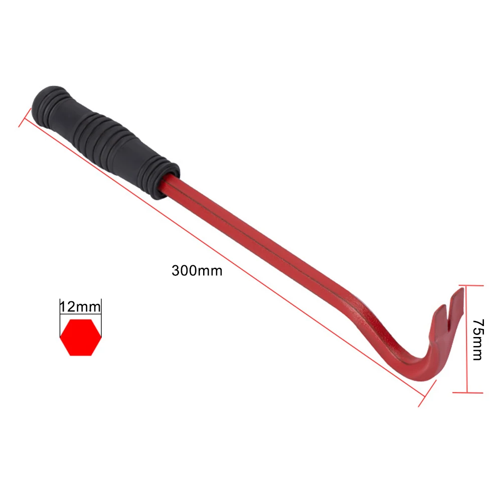 Angled Wrecking Bar Na 300*75*12mm Angled Pry Bar Anti-slip Rubber Handle High Carbon Steel Multi-function Tool