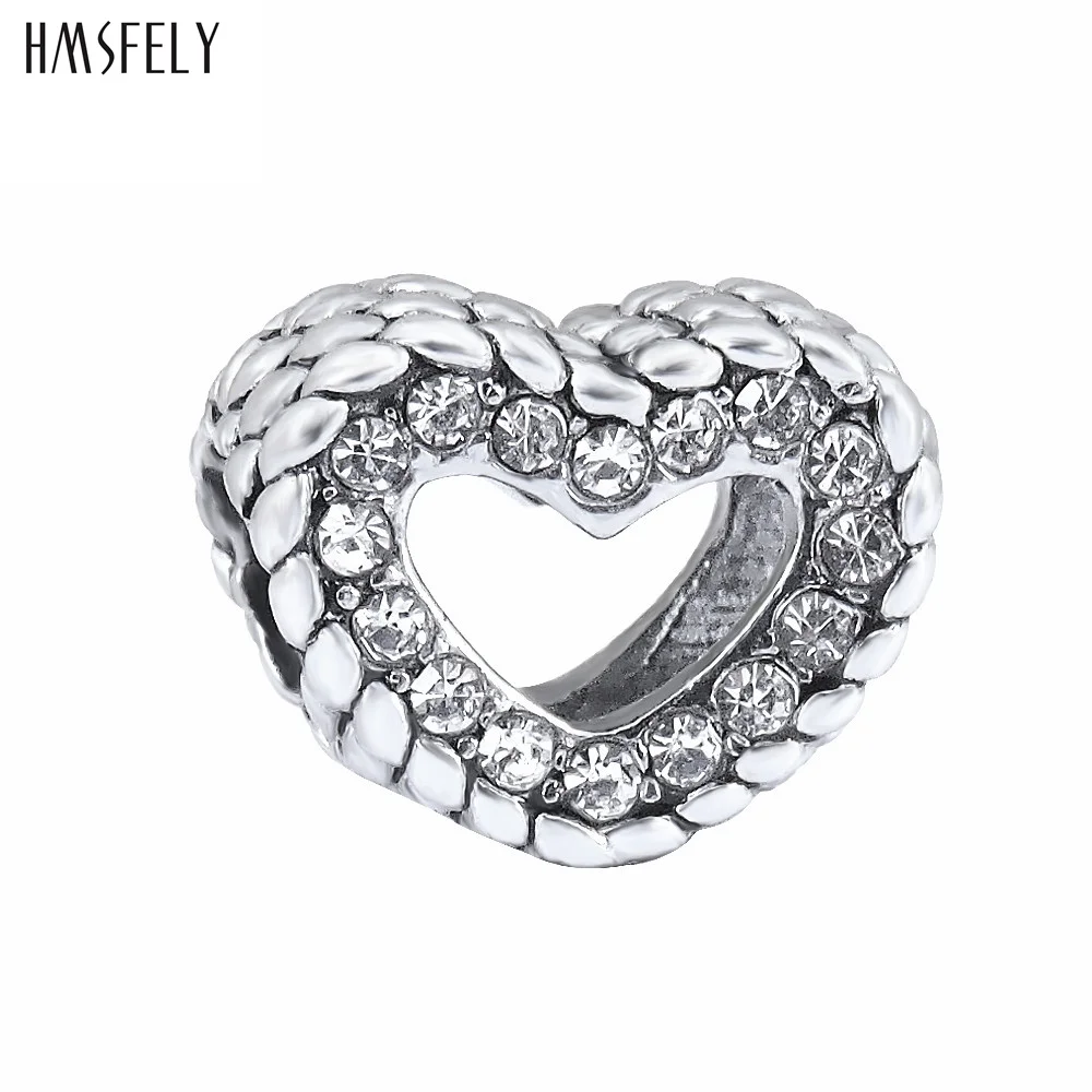 HMSFELY Stainless Steel Crystal Heart Beads For DIY Chains Necklace Jewelry Making Accessories Bracelets Parts