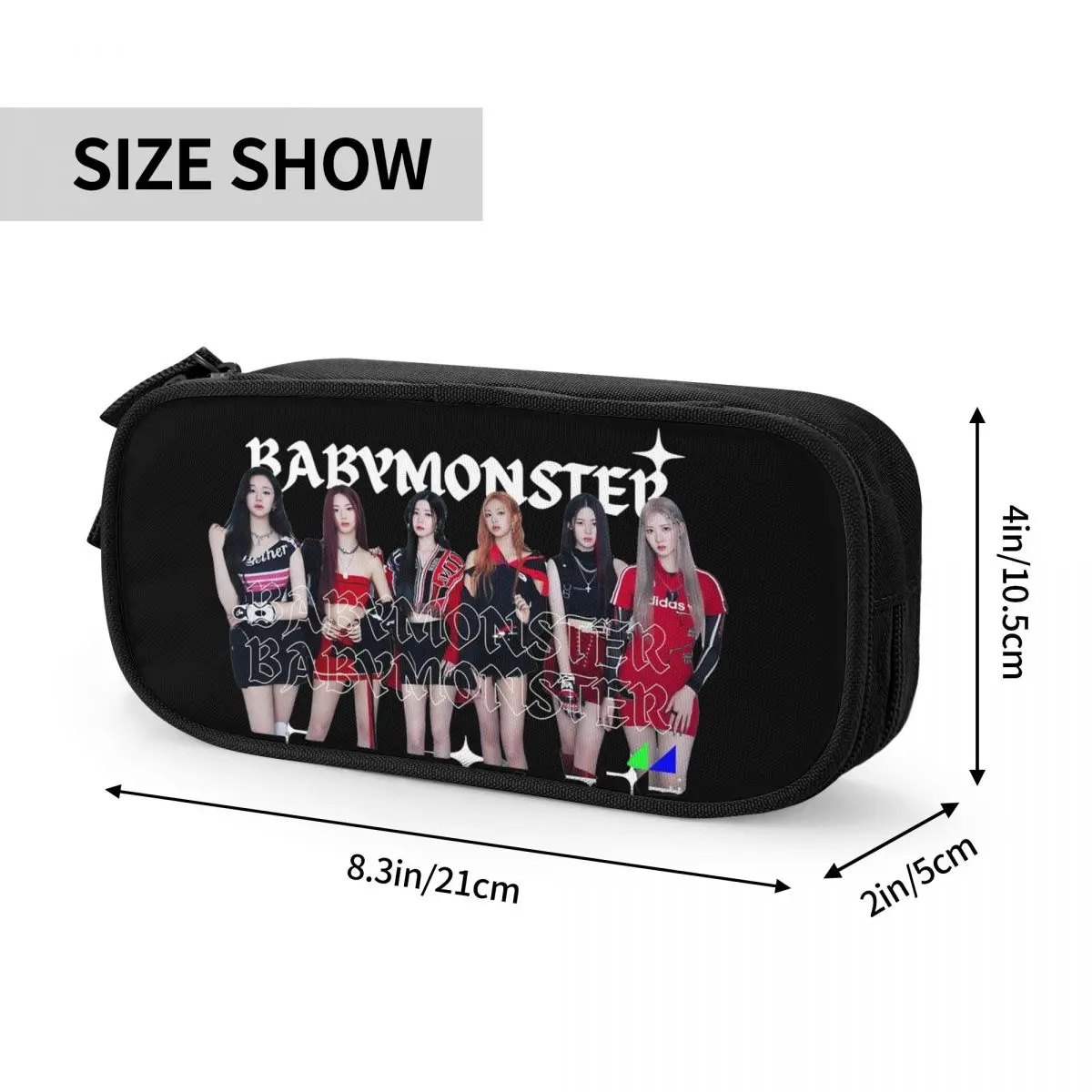 Imagem -06 - Kpop Babymonster Music Pencil Case Classic Pen Holder Bags Student Large Storage Estudantes Escola Zipper Pouch