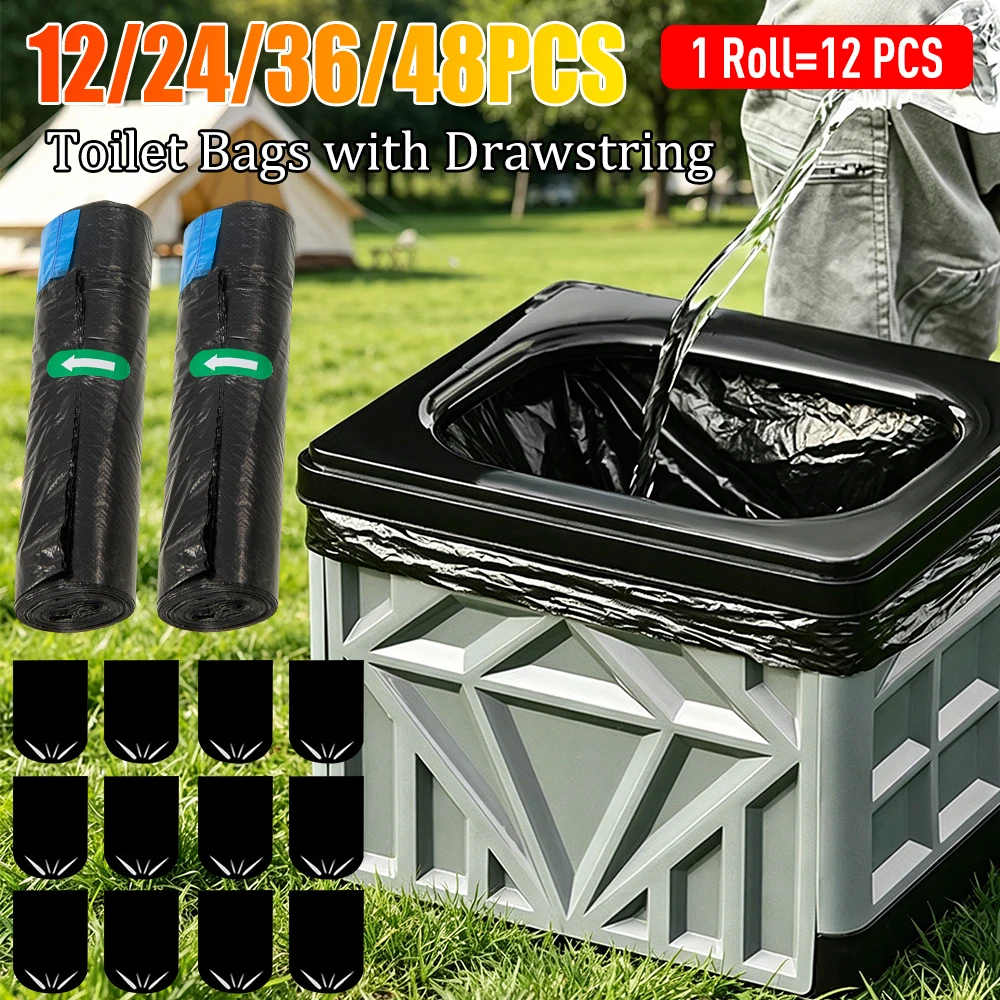 Portable Toilet Bags with Drawstring Biodegradable Camping Toilet Bags Leakproof Toilet Liners for Elderly Care
