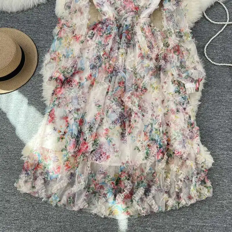 JAMERÁRIO-Vestido de noite manga comprida feminino, babados em camadas, vestido de baile, bolo, elegante, vintage, passarela, verão, outono