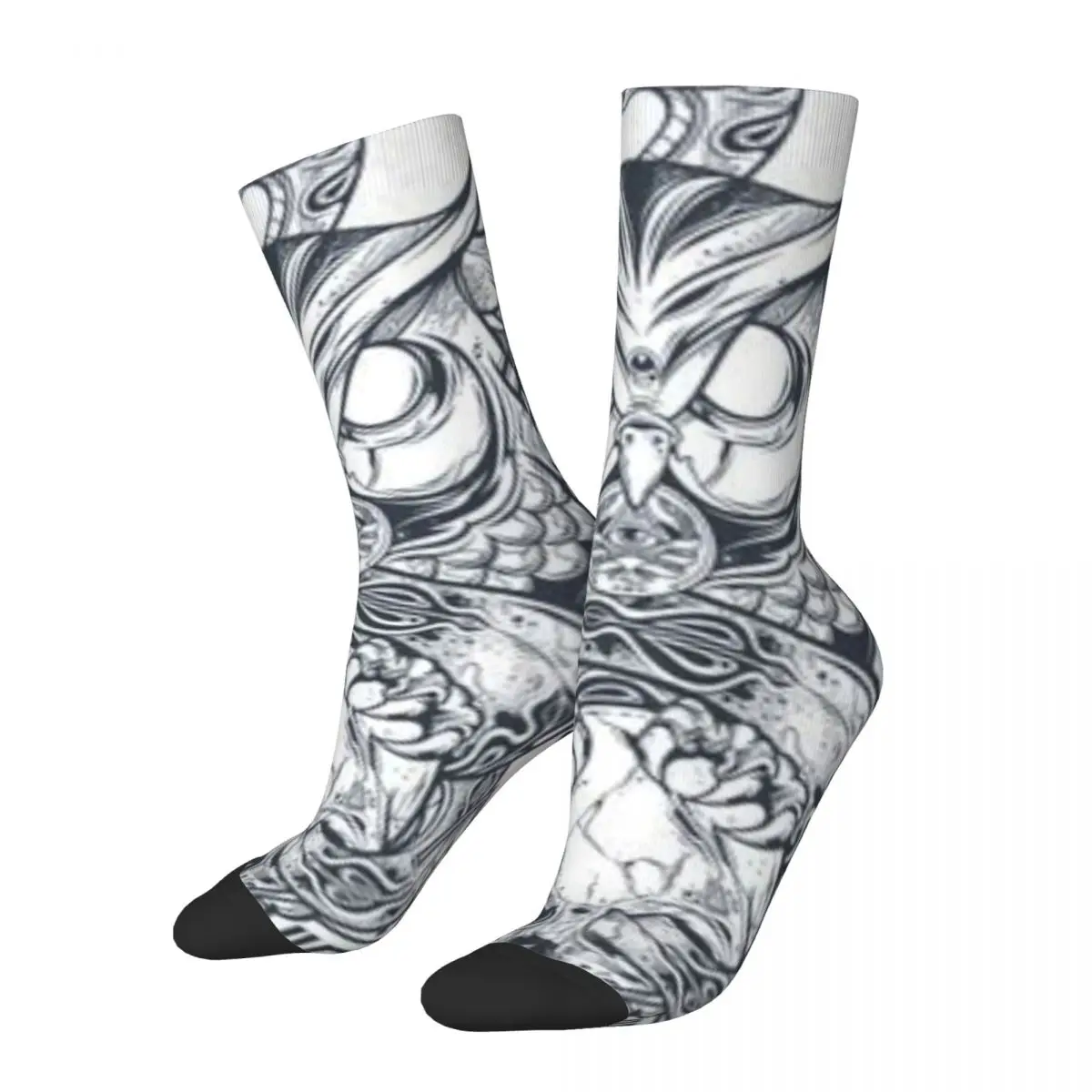 Hip Hop Vintage Owl Crazy Men's Compression Socks Unisex Tatto Street Style Pattern Printed Funny Novelty Happy Crew Sock