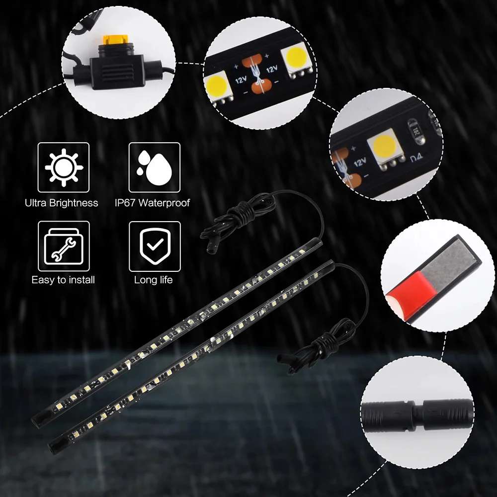 1set LED Car Engine Under Hood Light Kit Waterproof 12V Car LED Strip Light Bar with Automatic On/Off Universal Fit Any Vehicle