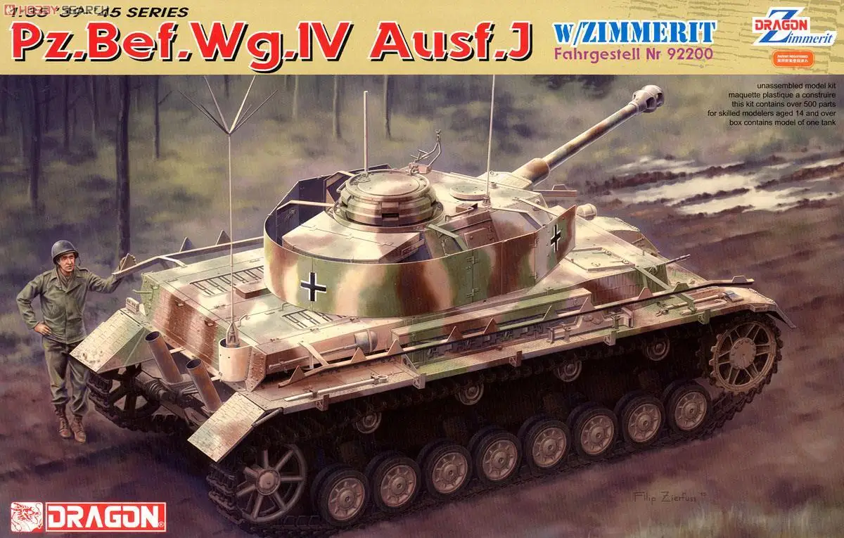 

DRAGON 6823 1/35 SCALE PZ.BEF.WG. IV AUSF.J TANK W/ZIMMERIT MODEL KIT