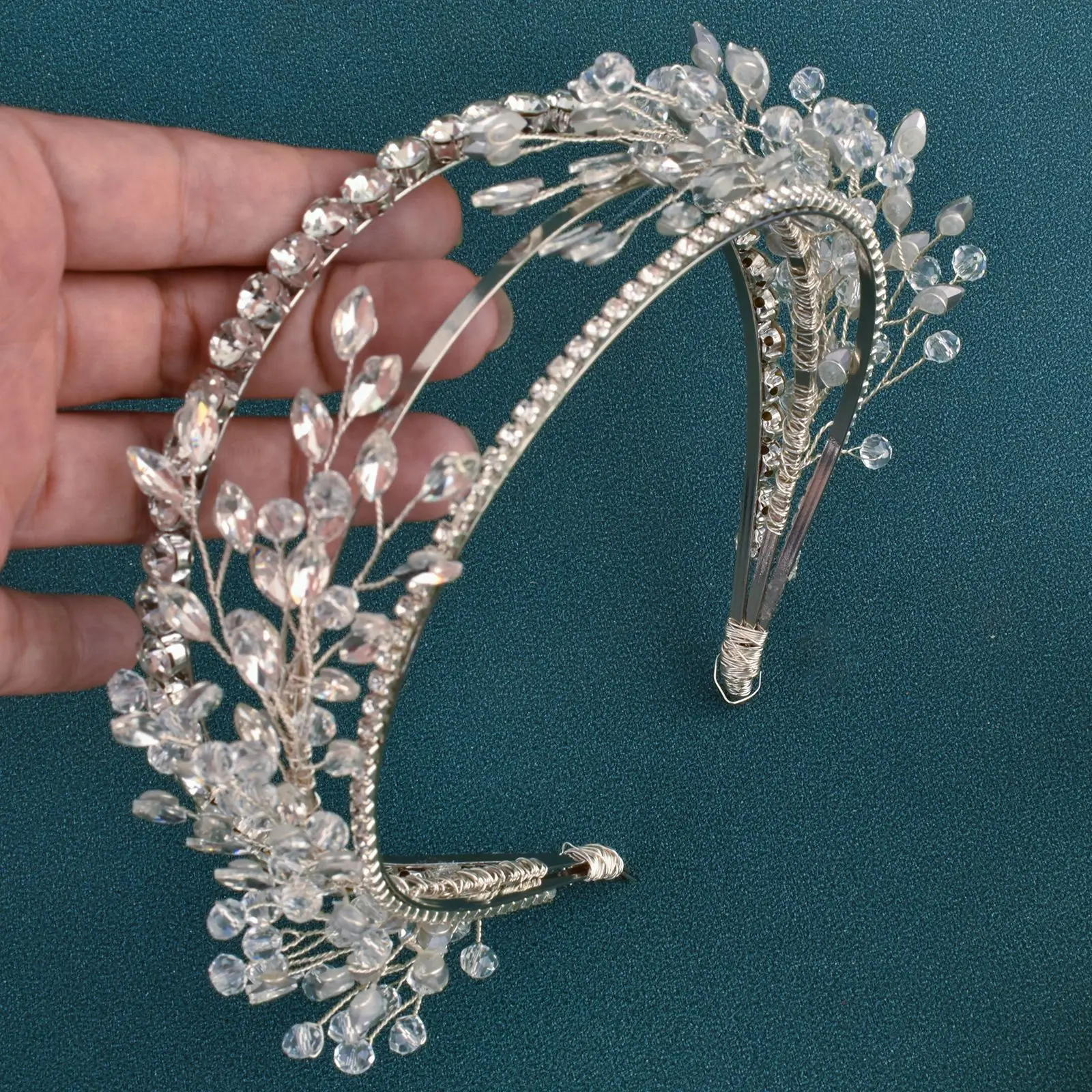 DZ156 Luxury  Silver Color Crystal Bridal Tiaras Crowns Rhinestone Pageant Prom Diadem Bride Headpiece Wedding Hair Accessories