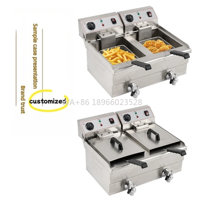 

Potato Chips and Chicken Snack Frying 2-Tank 2-Basket Commercial Electric Deep Fryer Machine Gas Powered for