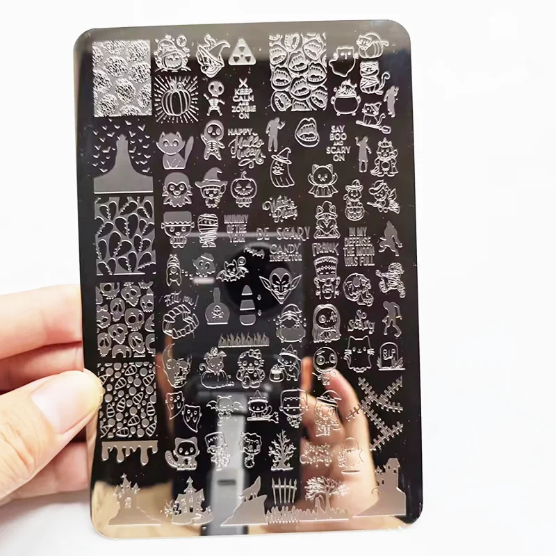 Cartoon Charakter Halloween Nagel Stamping Platten Kürbis Vorlage Schablonen Nail art Stempel Bild Platte Maniküre Nagel Druck Werkzeug