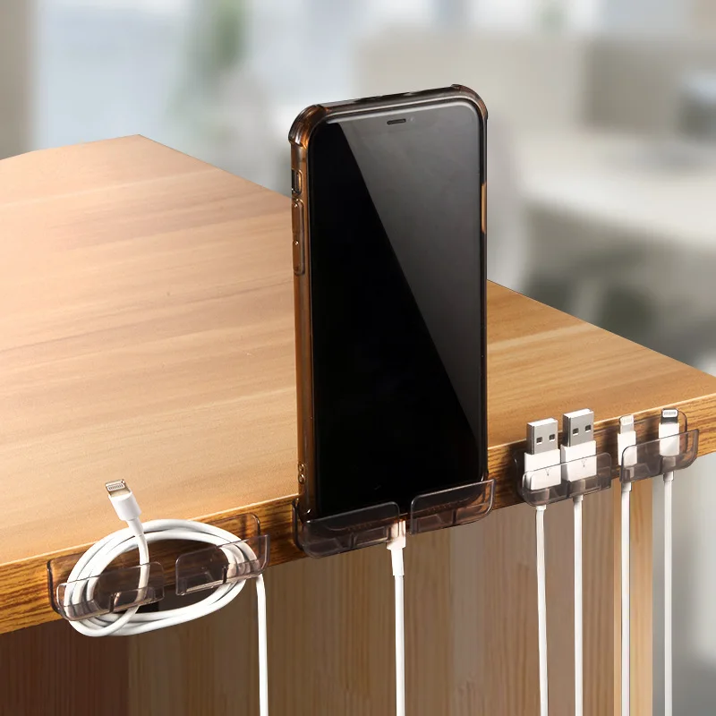 3pcs Adhesive Cable Organizer, Headphone Cable Winding Device, Desk Side Mobile Phone Charging Holder, Car Charging Cable Holder