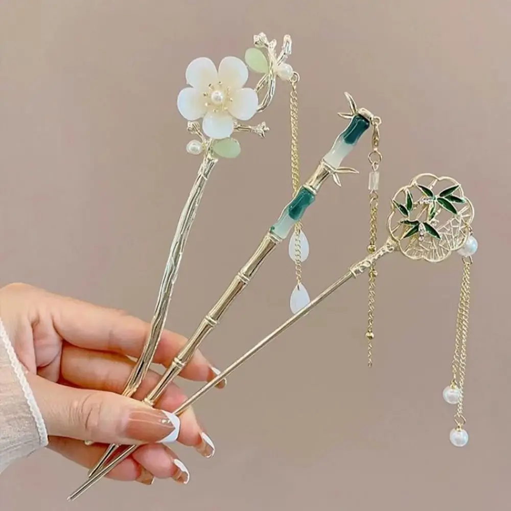 New Chinese Style Lotus Lantern Hairpin Women Ancient Style Palace Lantern Hair Stick Flower Tassel Hair Insert Hair Accessories