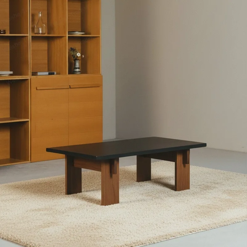 Medieval wabi-sabi wind pure solid wood coffee table mortise and tenon craft living room side table retro future design