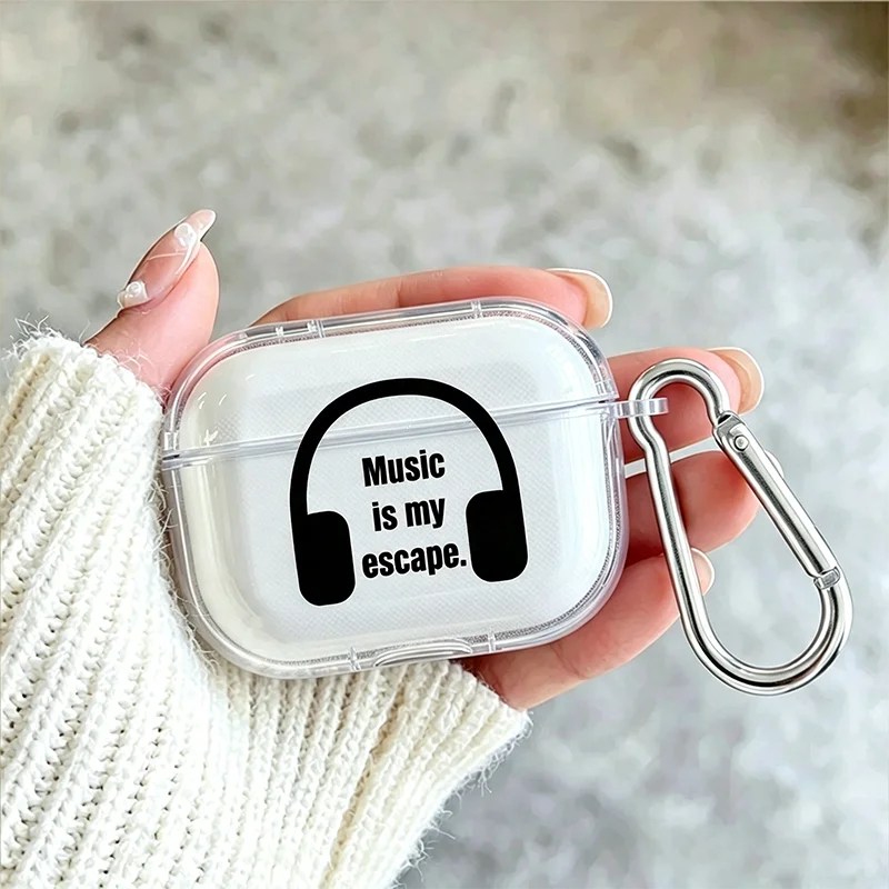 Music Is My Drug NO Music NO Life Earphone Cover Transparent Soft Earphone Protector Case for Airpods Pro 3 2 1 4 Friends Gifts