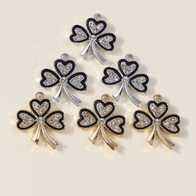 Leslie 10 Stück Luxus-Kristall-Glücksanhänger mit vierblättrigem Kleeblatt für handgefertigten DIY-Schmuck, Statement-Halsketten, Ohrringe, Armbänder und Anhänger – Detail 6
