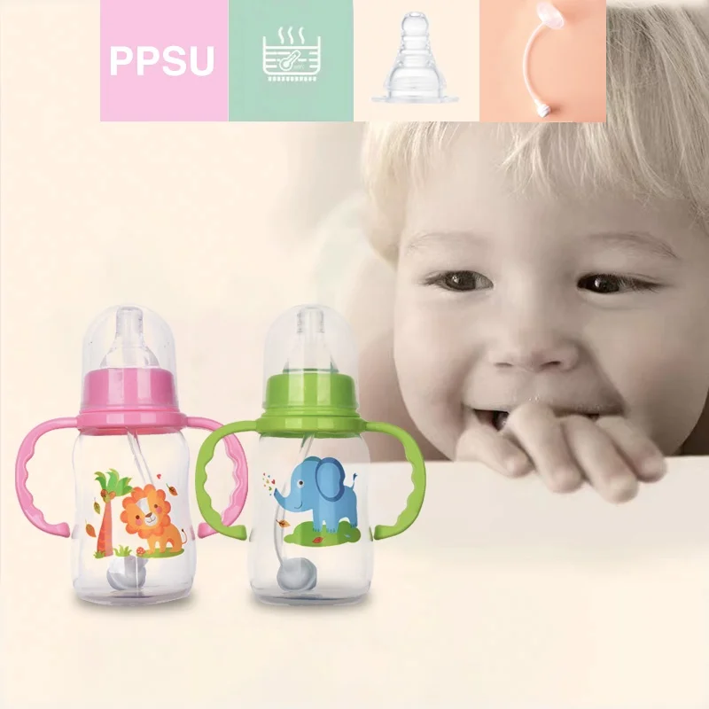 Baby standard mouth with handle anti flatulence anti choking pp bottle 150ml 0 - 6 months bottle