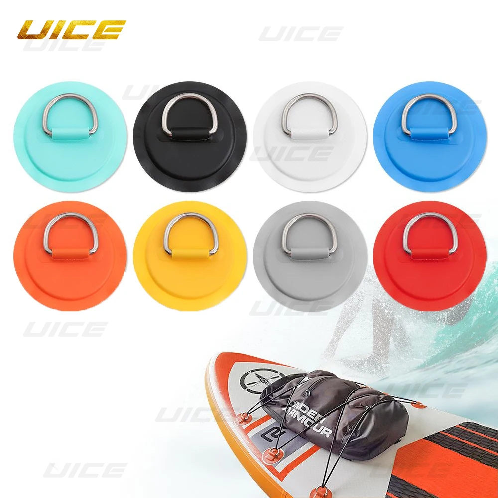 8cm Surfboard Dinghy Boat PVC Patch With Stainless Steel D Ring Deck Rigging Sup Round Ring Pad 5M Elastic Bungee Rope Kit