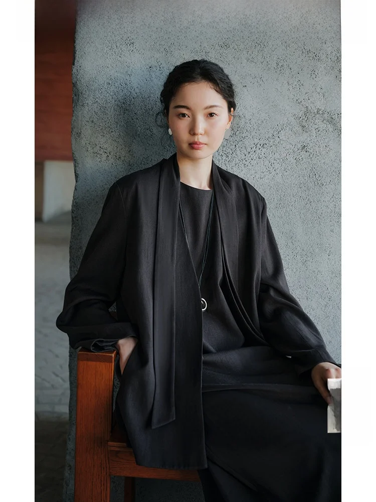 

Ltyp Travel Original Woolen Linen Suit Jacket Loose Commute Spring Outerwear Women's Sleeve Long Breathable Minimalist
