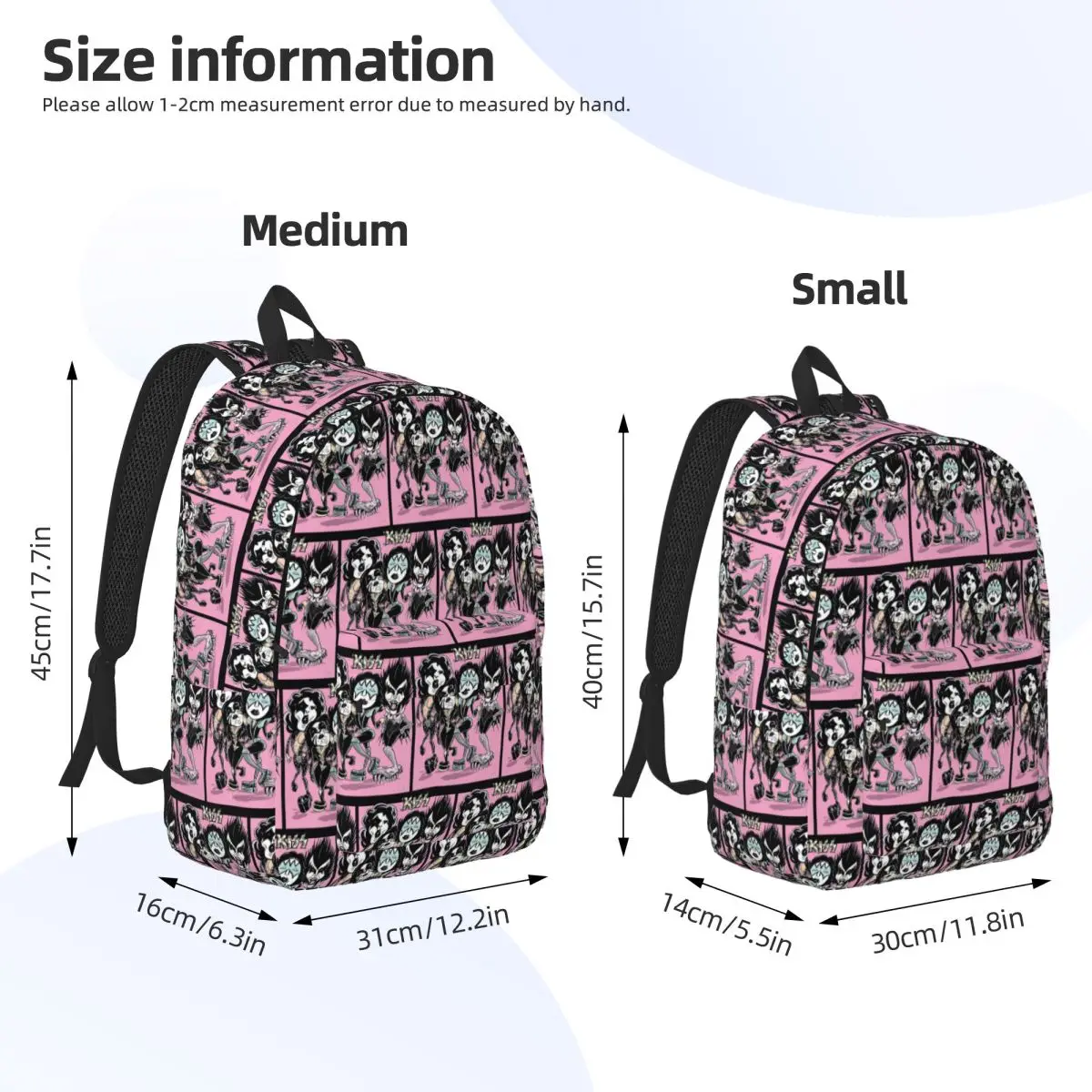 Kiss Rock Metal Band Backpack Daypack Large Capacity Kids BookBag School Bag Shoulder Bags for Boys Girls
