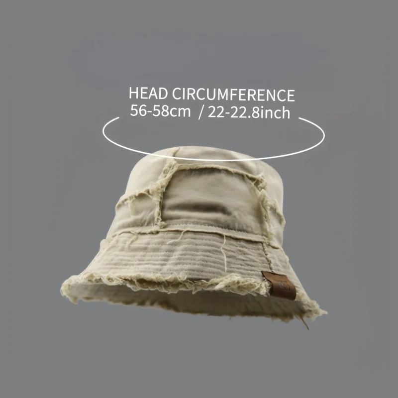 Vintage Heavy-duty Distressed Frayed Bucket Hat, Unisex Street-style Panama Cap Lightweight and Casual Outdoor Sunshade Wear