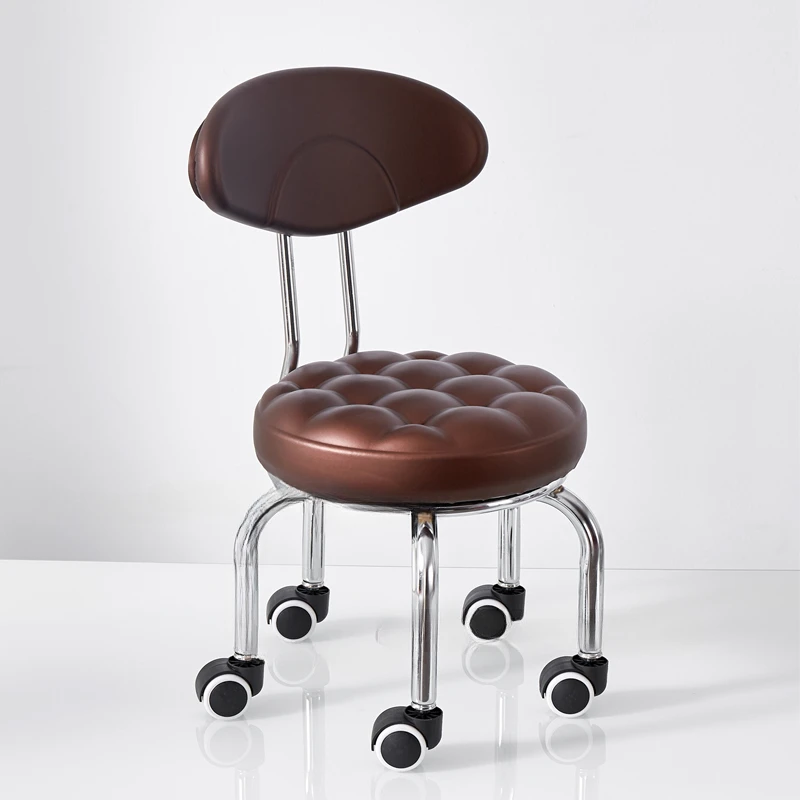 

Aluminum Alloy Pulley Stool Small Round Low Stool with Wheels Home Bench Creative Back Chair Lazy Housework Stools 3 Sizes