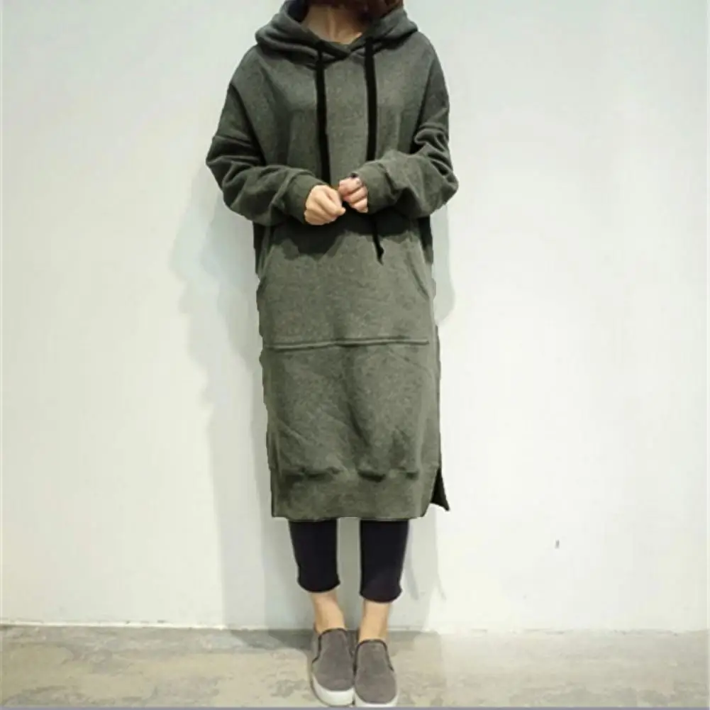 

Stylish Hoodie Dress Sport Style Women Casual Coat Solid Color Women Fashion Hoodie Autumn Clothing Casual Wear