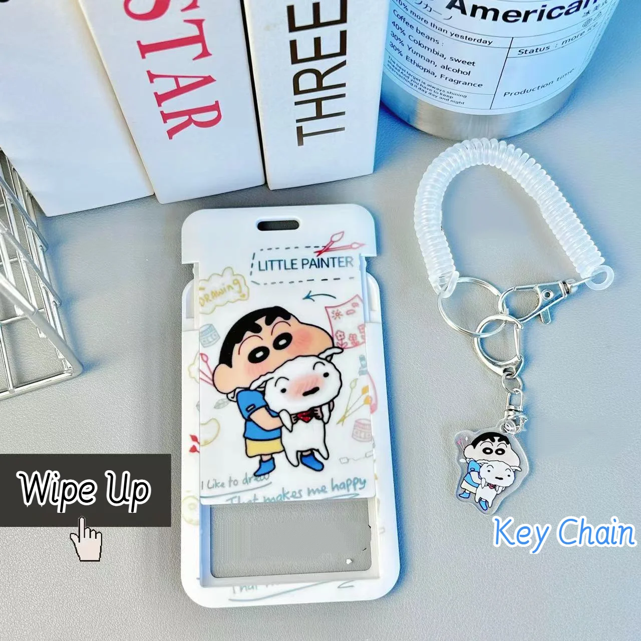 Crayon Shin-chan Simpatico cartone animato Carta anti-smarrimento Carta per studenti Set identificativo per dipendenti Carta stradale Scheda ascensore Badge Copertura protettiva