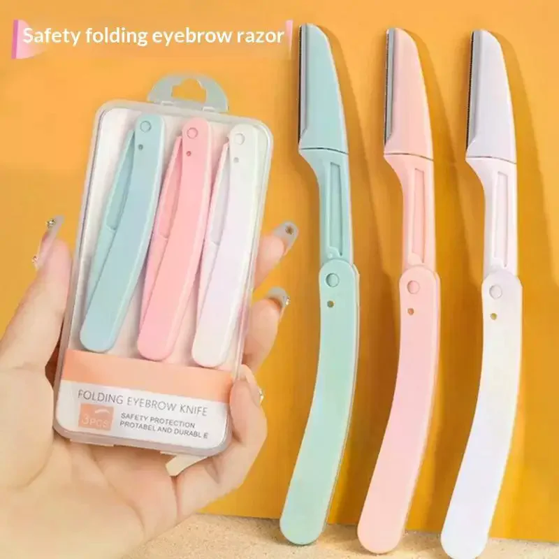 3PcS Safe Folding Ladies Face Shaver Eyebrow Trimmer Blade Anti-Scratch Razor Makeup Tools Eyebrow Trimmer Face Razor